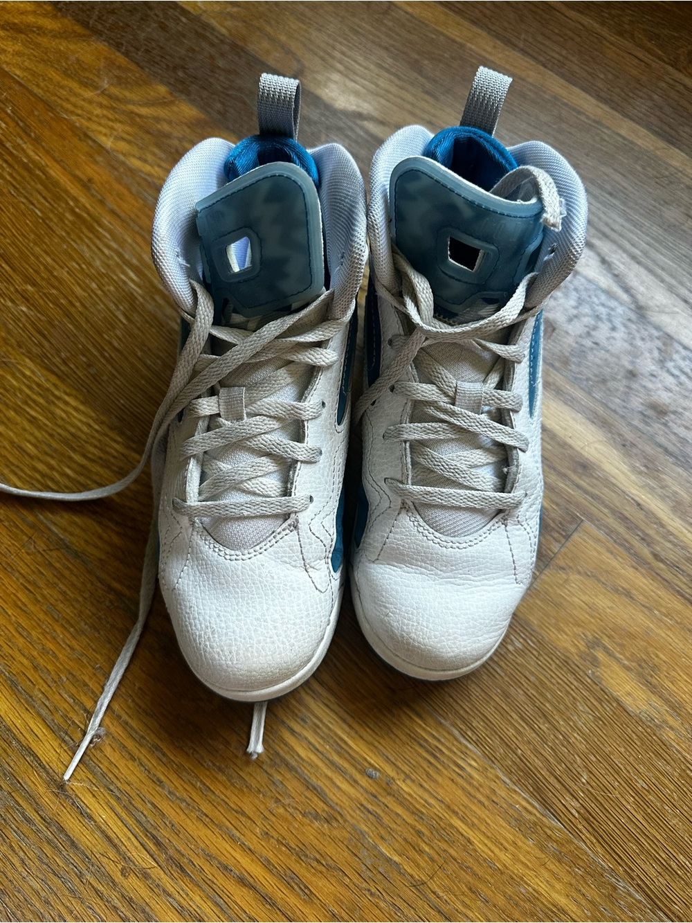 Jordan Kids White and Teal High-Top Sneakers